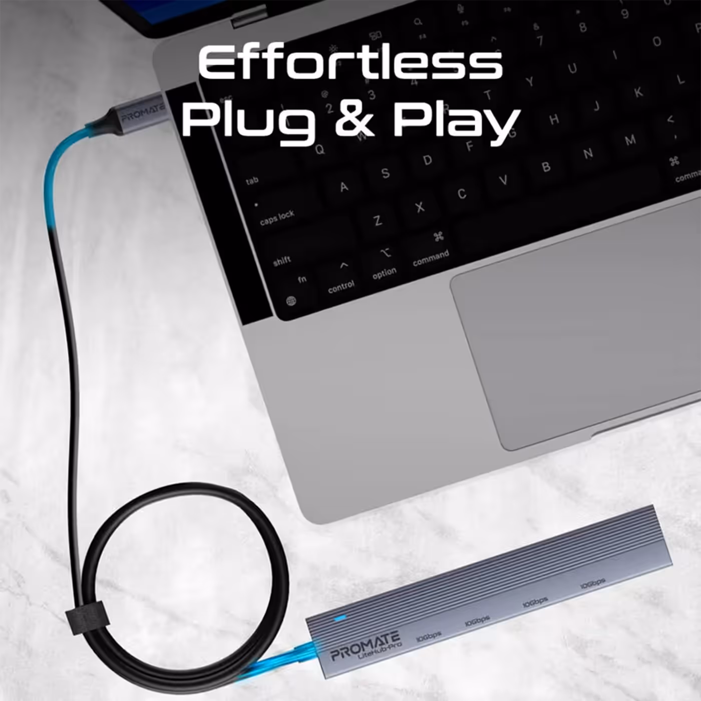 Heat-resistant aluminium alloy body of the Promate LiteHub-Pro USB-C data hub