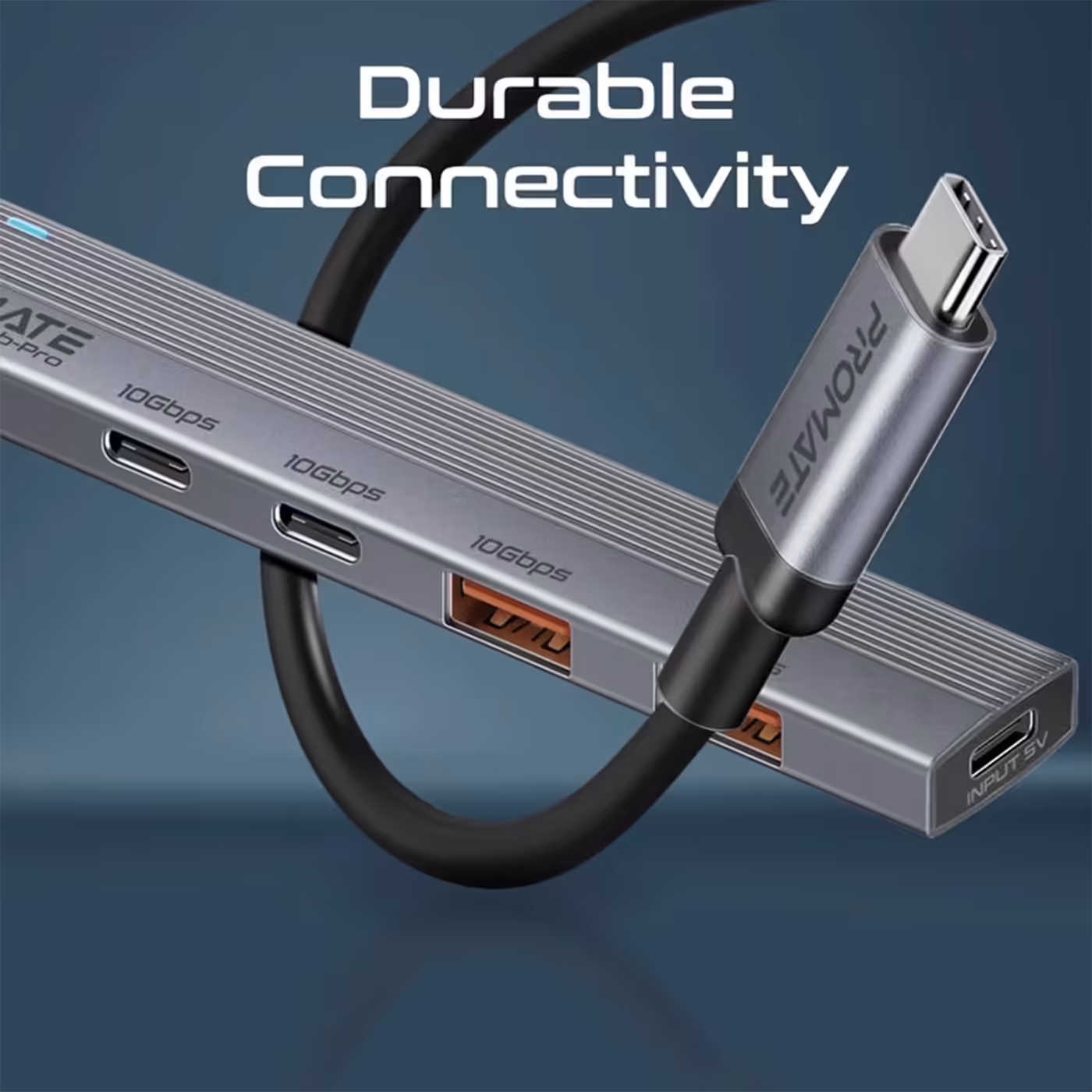 Promate LiteHub-Pro hub connected and in use on a desk