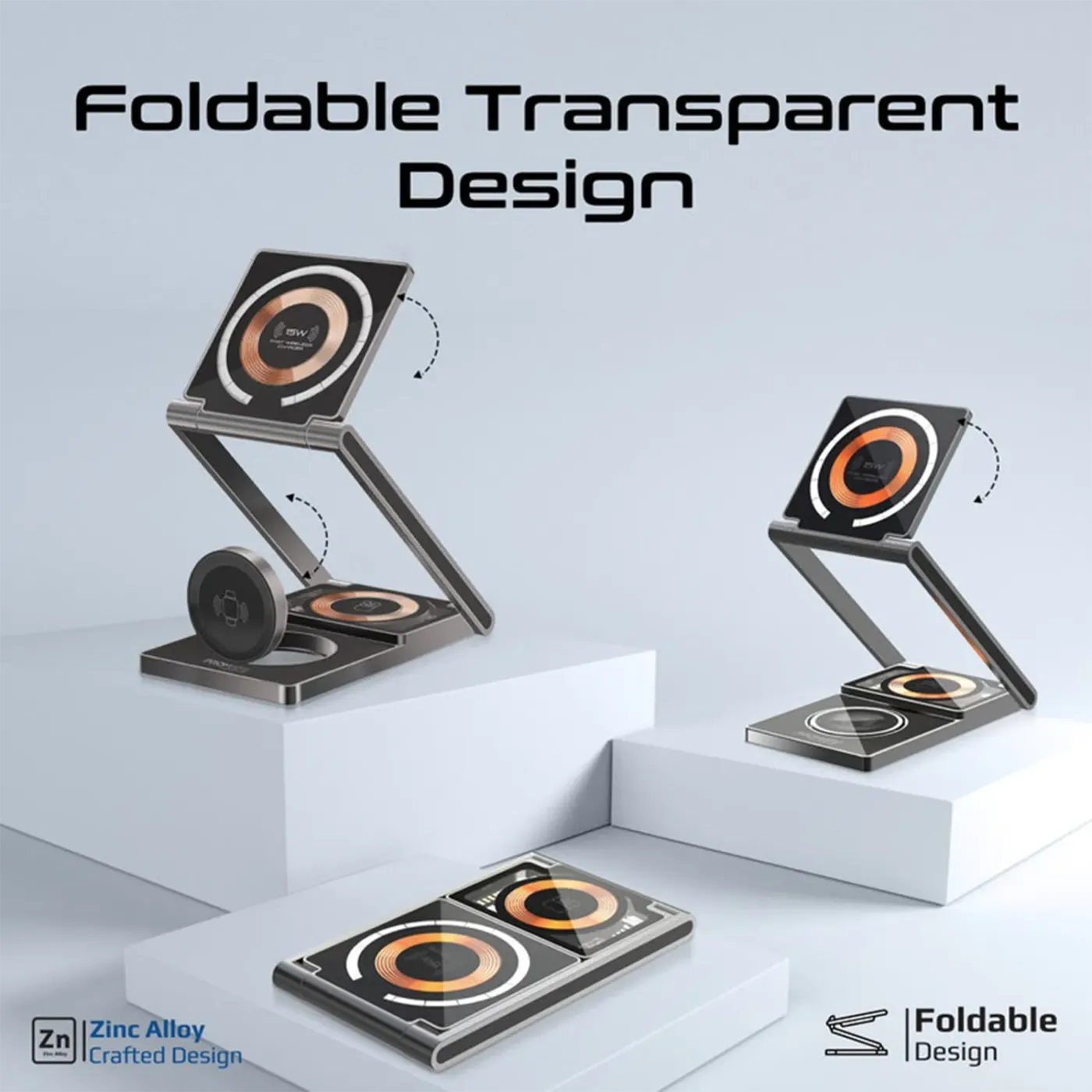 LucidFold-Trio folded flat showing its transparent body