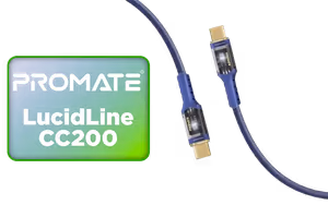Promate LucidLine CC200 High Tensile Transparent USB C Cable with LED Light Navy - Image 1