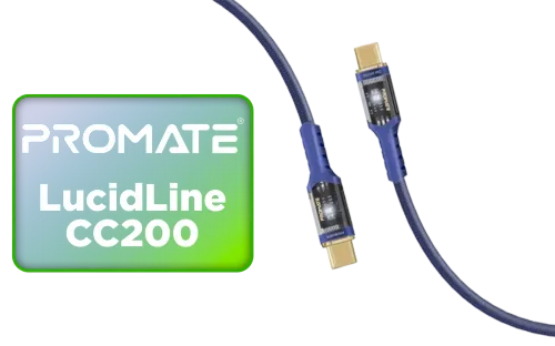 Promate LucidLine CC200 High Tensile Transparent USB C Cable with LED Light Navy Promate LucidLine CC200 High Tensile Transparent USB C Cable with LED Light Navy - Image 1