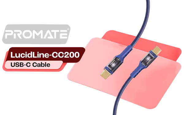 Promate LucidLine-CC200 100W USB-C Cable with LED - image 1 Promate LucidLine-CC200 100W USB-C Cable with LED - image 1