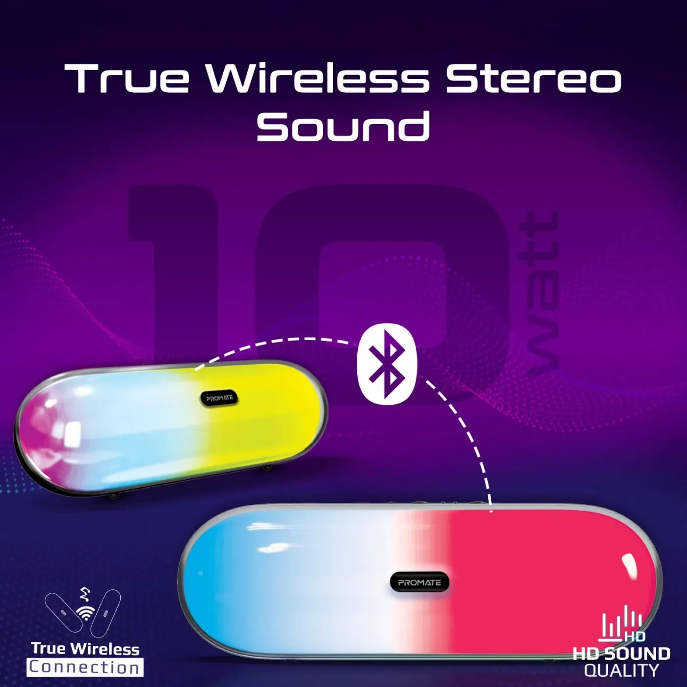 Promate LumiBar portable Bluetooth speaker shown front on