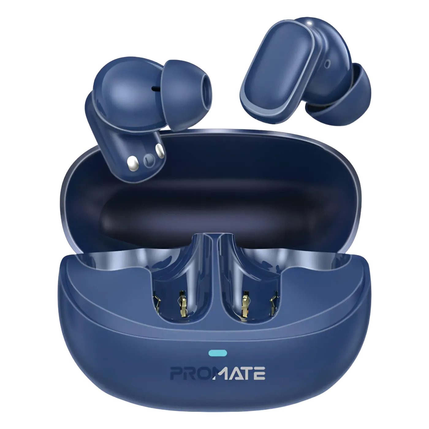 Promate LUSH-PRO true wireless earbuds in blue with their case