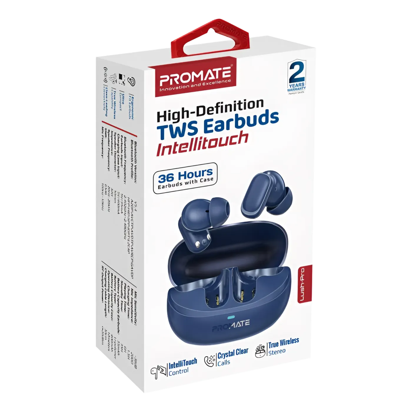 Promate LUSH-PRO earbuds paired wirelessly with a smartphone