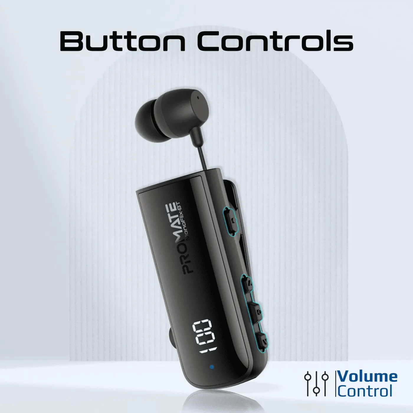 Promate MonoFlix-BT mono earphone being worn during a call