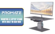 Promate Motorized Ergonomic Monitor & Laptop Stand with USB‑Hub & 18W PD - image 1
