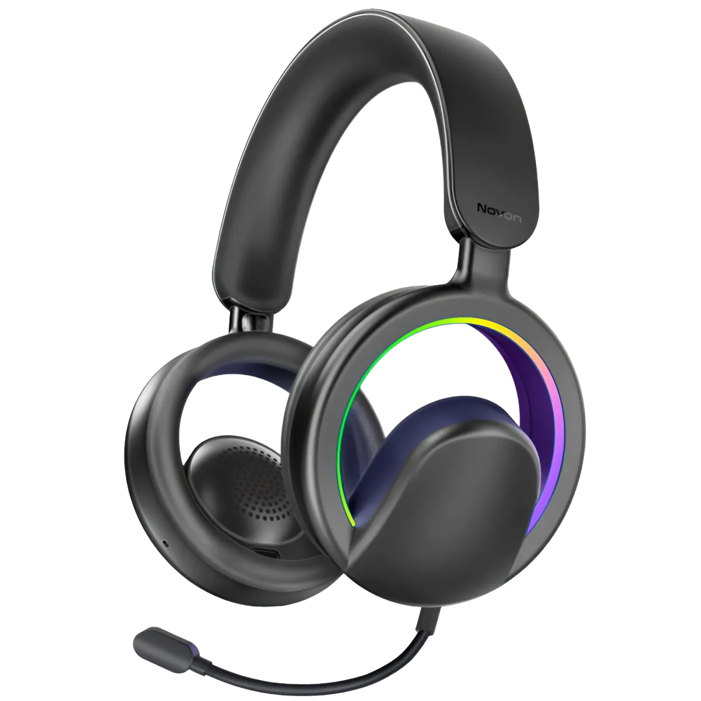 Promate NOVON open-ear wireless headphones in black, three-quarter view