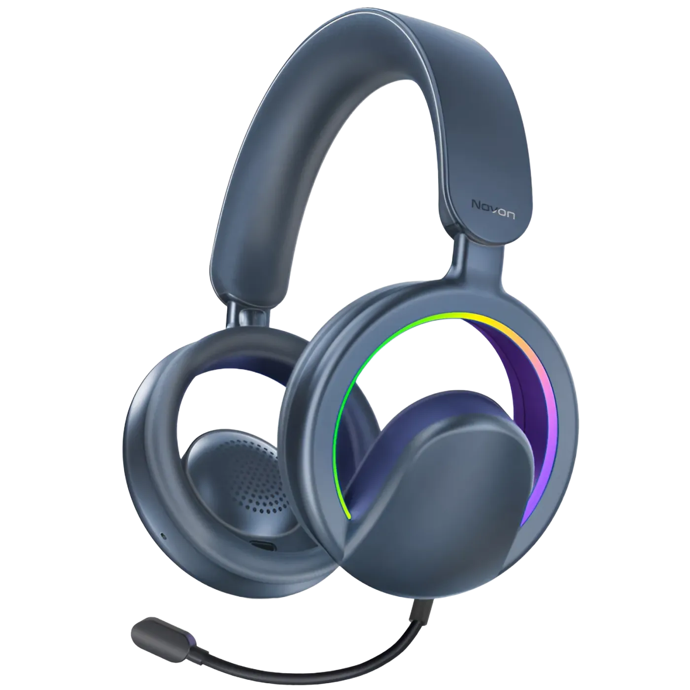 Promate NOVON open-ear wireless headphones in blue, three-quarter view