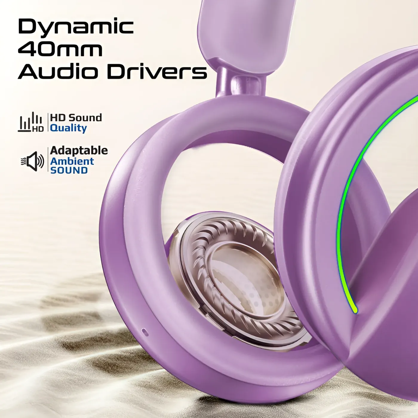 Detachable microphone fitted to the purple Promate NOVON headset
