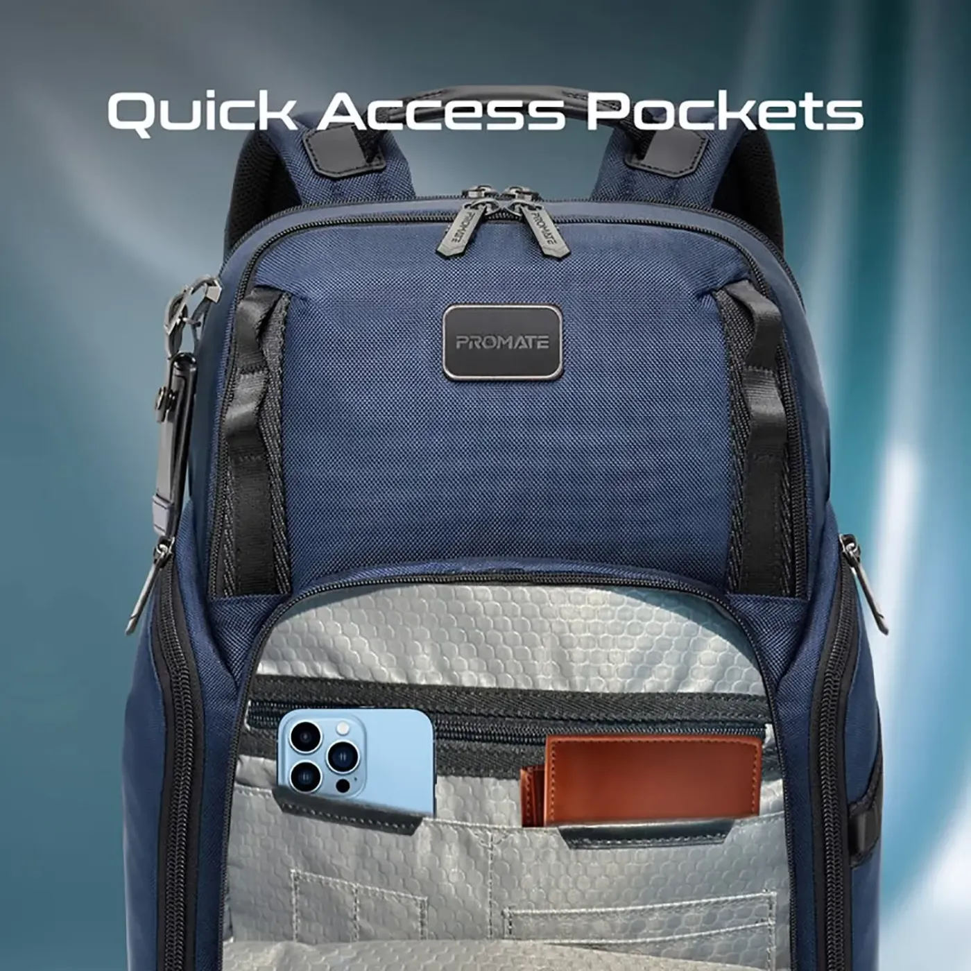 Padded laptop compartment inside the Promate Oracle backpack