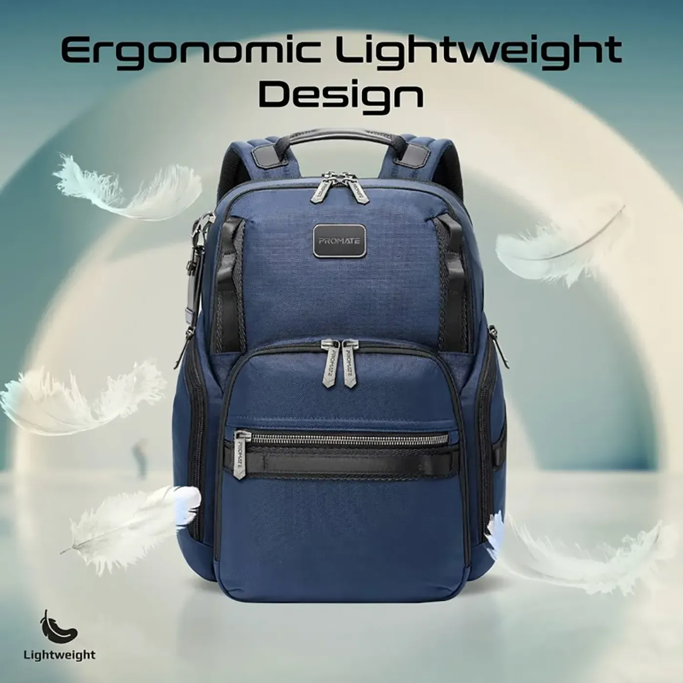 Trolley strap on the rear of the Promate Oracle laptop backpack