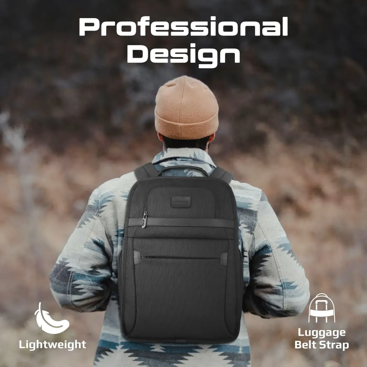Promate Paramount premium 15.6-inch laptop backpack shown from the front