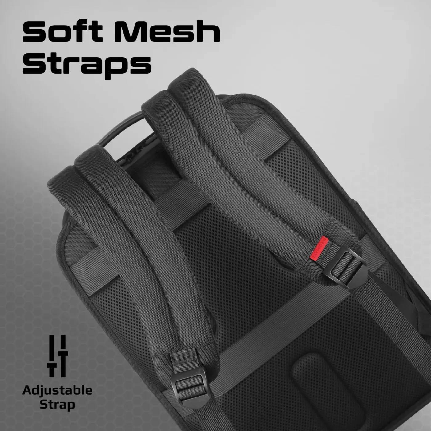 Soft mesh padded shoulder straps on the Promate Paramount backpack