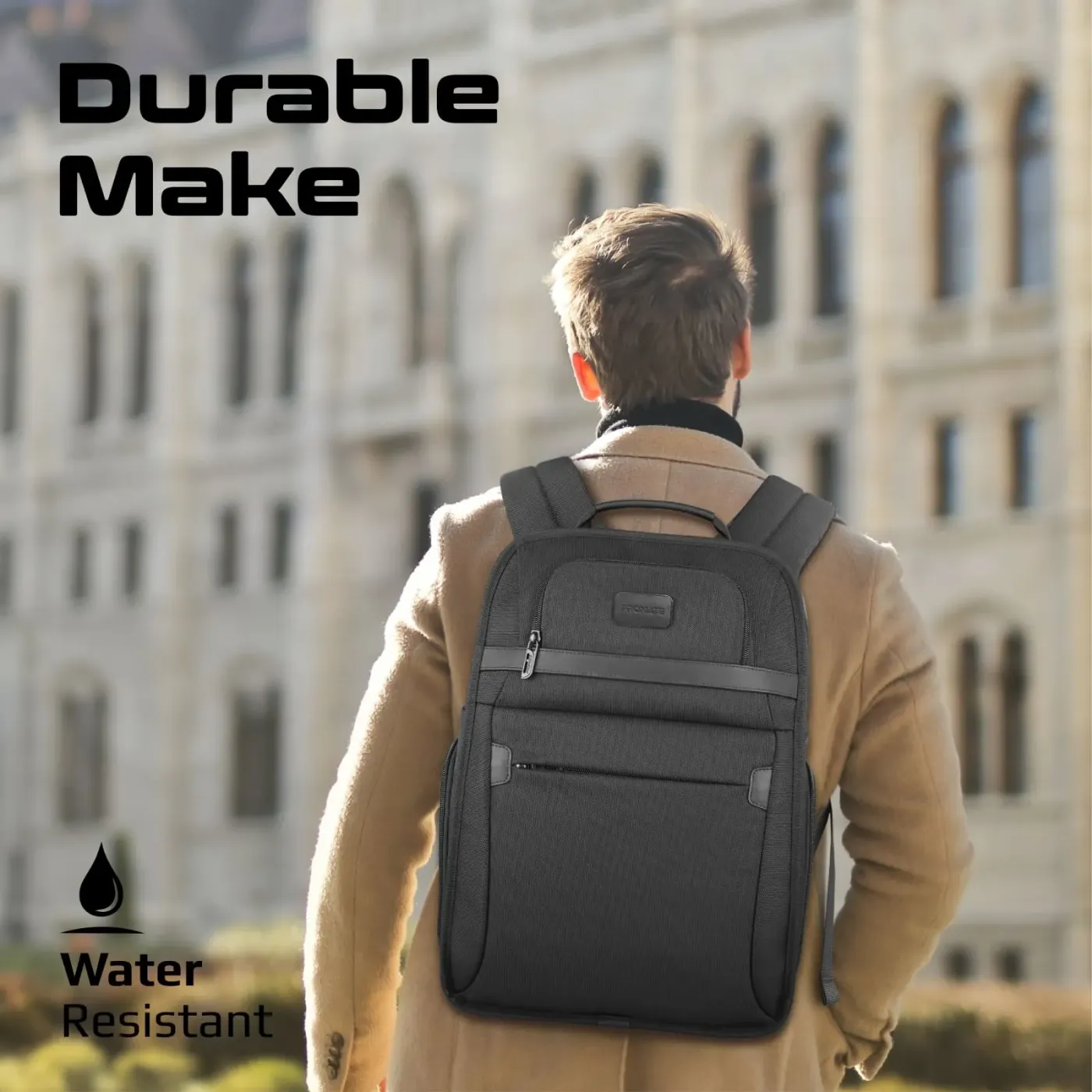 Close view of the 1680D polyester fabric on the Promate Paramount backpack
