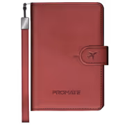 Promate PassMate Passport Holder — Burgundy, Find My + RFID - image 3