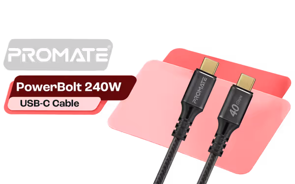 Promate PowerBolt 240W USB-C Cable 2m — 8K@60Hz, Thunderbolt 3 - image 1 Promate PowerBolt 240W USB-C Cable 2m — 8K@60Hz, Thunderbolt 3 - image 1