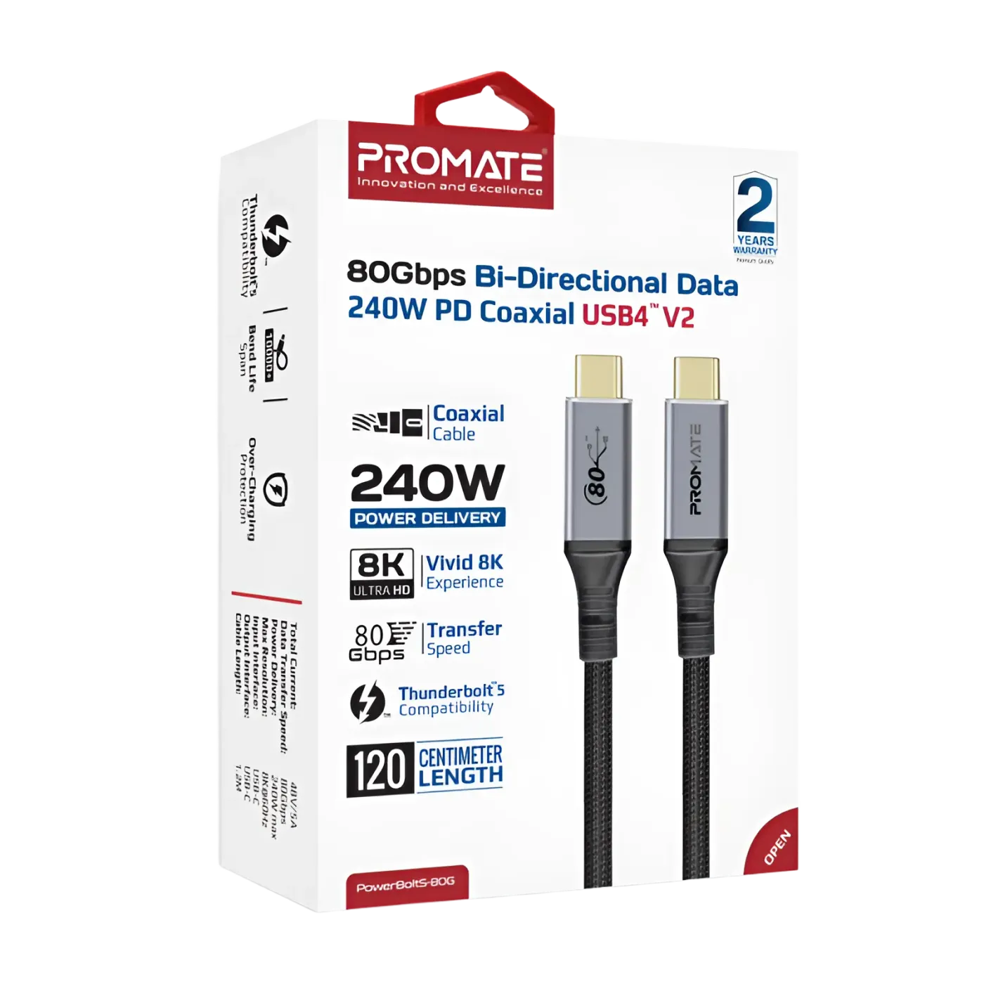 PowerBolt5-80G connected to a laptop drawing high-wattage USB-C power