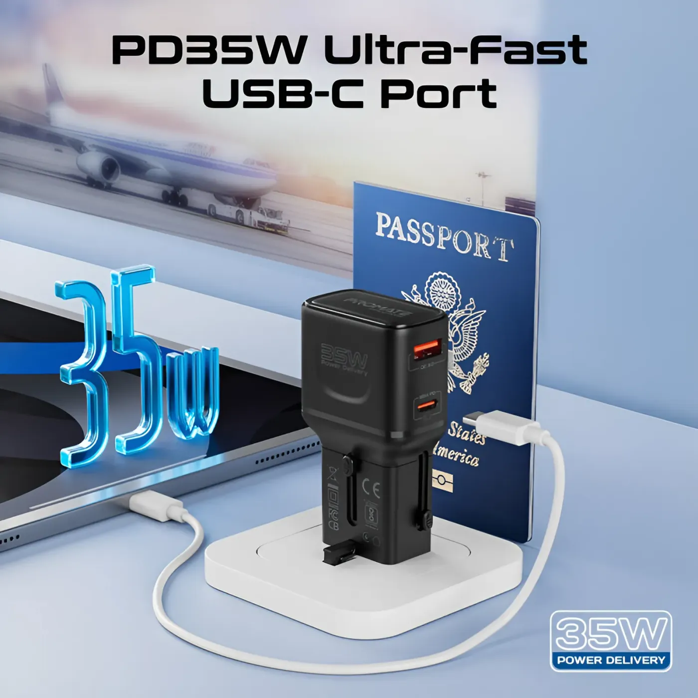 Two devices charging simultaneously from the TriPlug-PD35