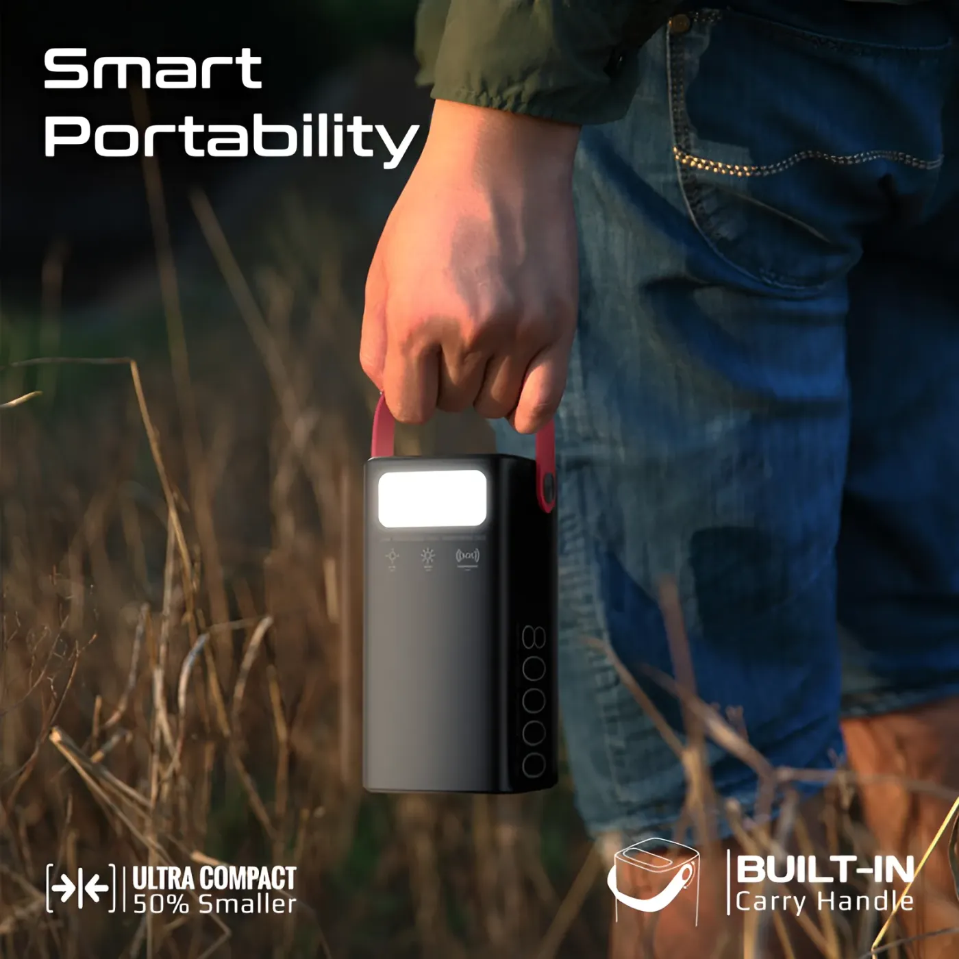 Digital charge display on the Promate portable power unit