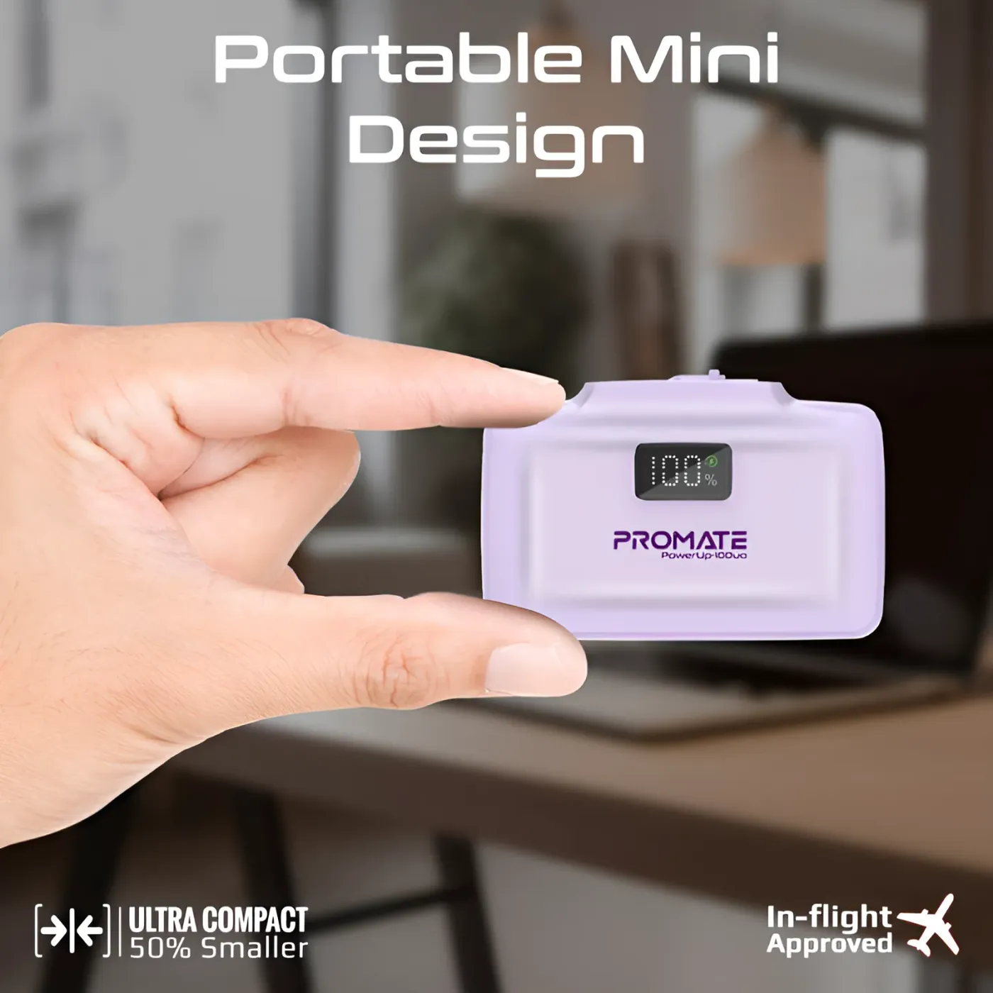 Purple finish of the Promate POWERUP-10DUO power bank