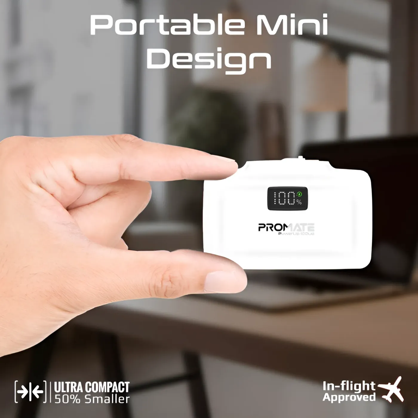White POWERUP-10DUO with both connectors folded flat