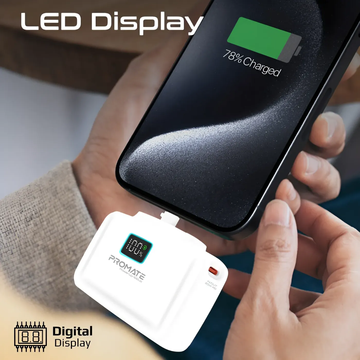 White finish of the Promate POWERUP-10DUO power bank