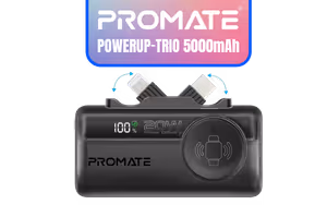 Promate PowerUp Trio 5000mAh Ultra Compact Power Bank black Promate PowerUp Trio 5000mAh Ultra Compact Power Bank black - Image 1