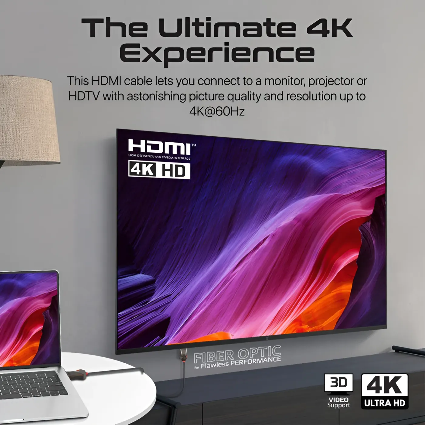 Both ends of the unidirectional PROLINK4K60 HDMI cable