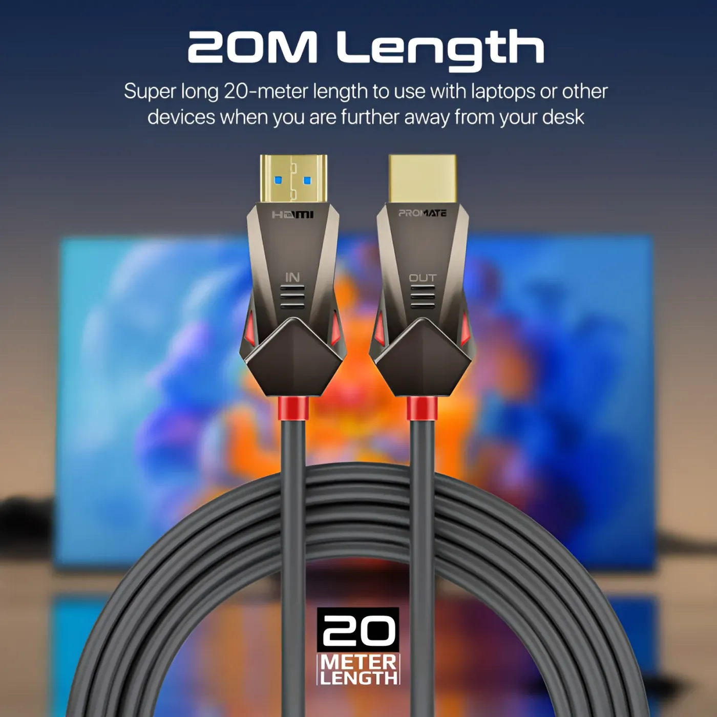PROLINK4K60-20M connected between a source device and a display