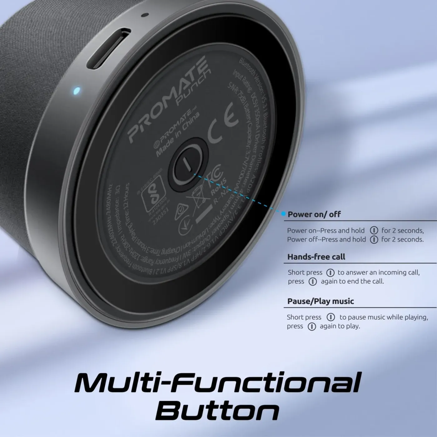 PUNCH speaker holding a phone on its MagSafe-compatible magnetic base