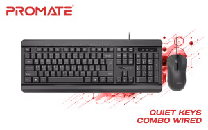 Promate Quiet Keys Wired Keyboard and Mouse - Image 1