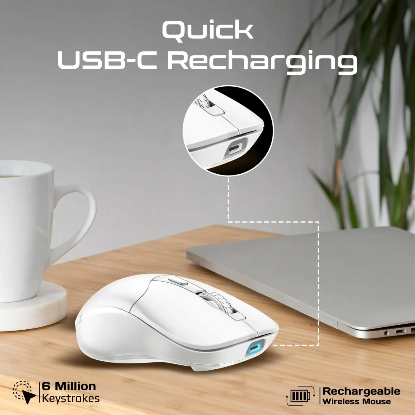 USB nano receiver stored in the compartment at the back of the Samo mouse
