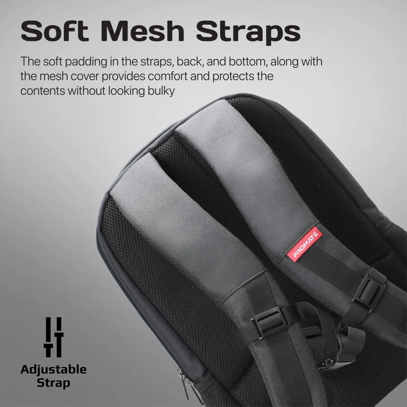Open main compartments of the Promate Satchel-BP showing its internal organisation