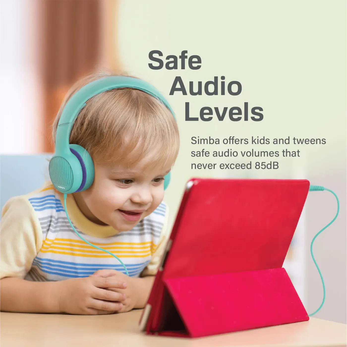 Promate Simba over-ear wired headset for kids in emerald