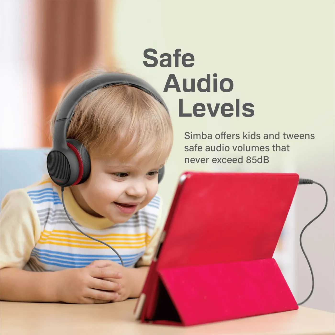 Promate Simba over-ear SafeAudio wired headset for kids in onyx