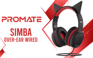 Promate Simba Over Ear Hi Definition SafeAudio  Wired Headset Onyx - Image 1
