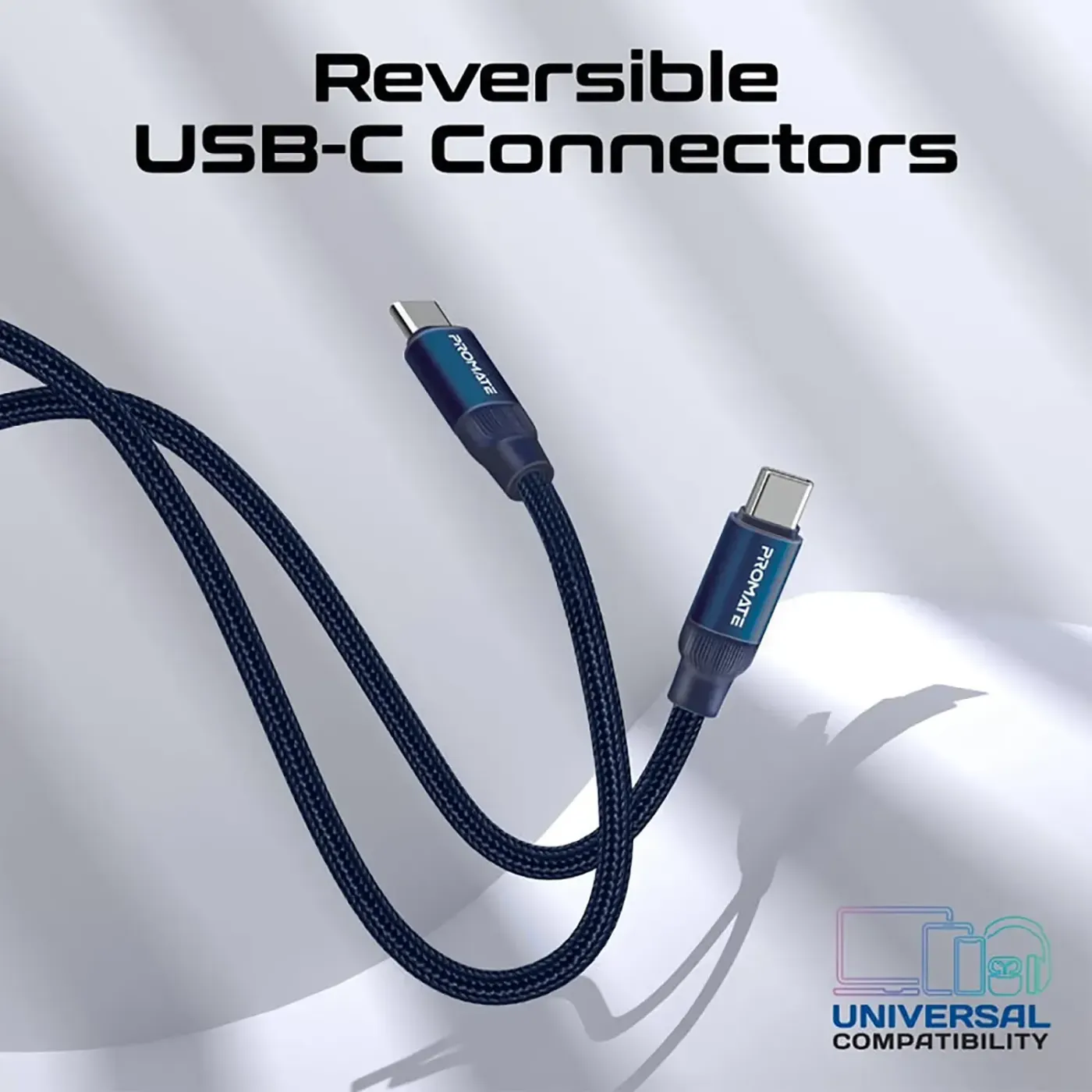 Springy cable transferring files between two USB-C devices