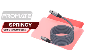 Promate SPRINGY.GREY USB-C Cable — 60W Magnetic, 120cm - image 1