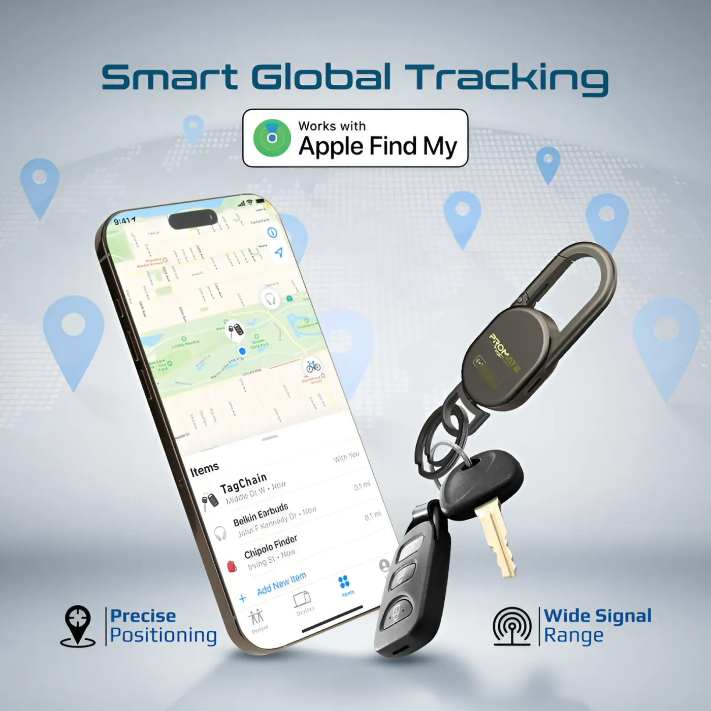 Titanium TagChain carabiner shown clipped to outdoor equipment