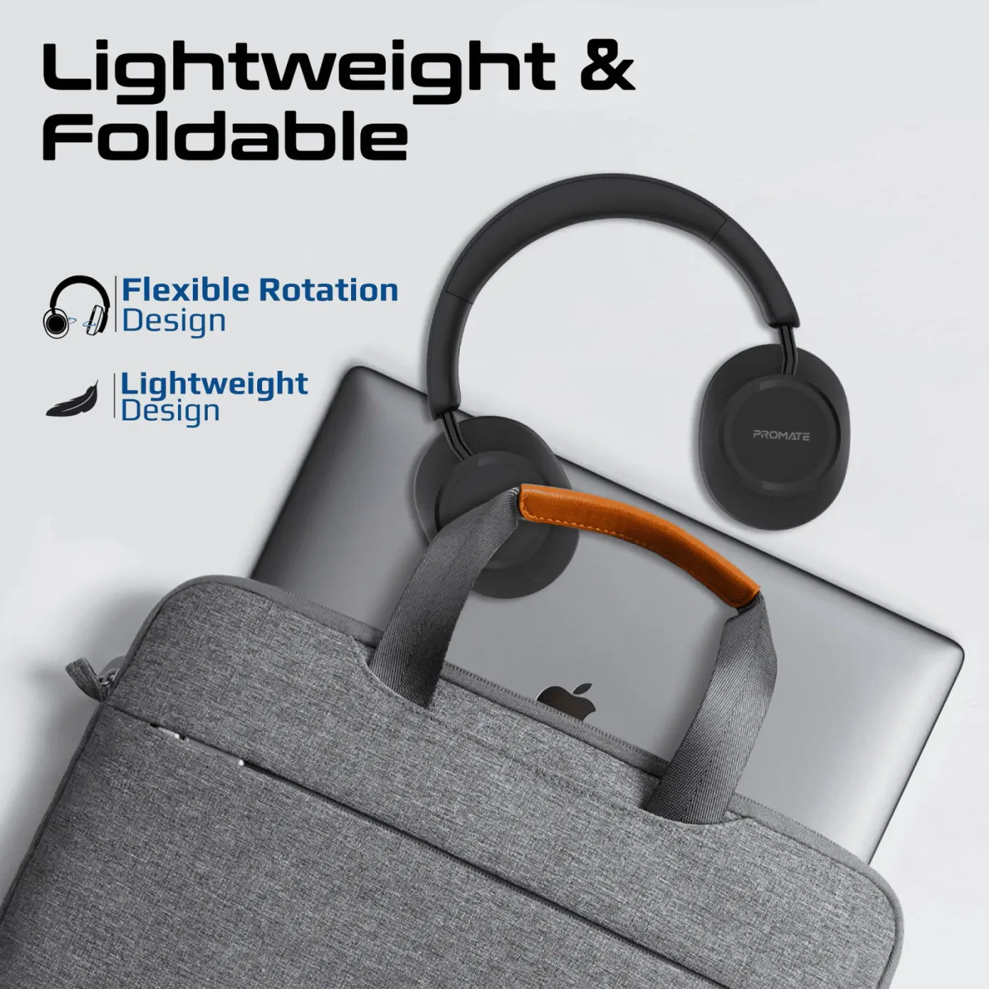 Promate Takt headphones with the detachable audio cable connected