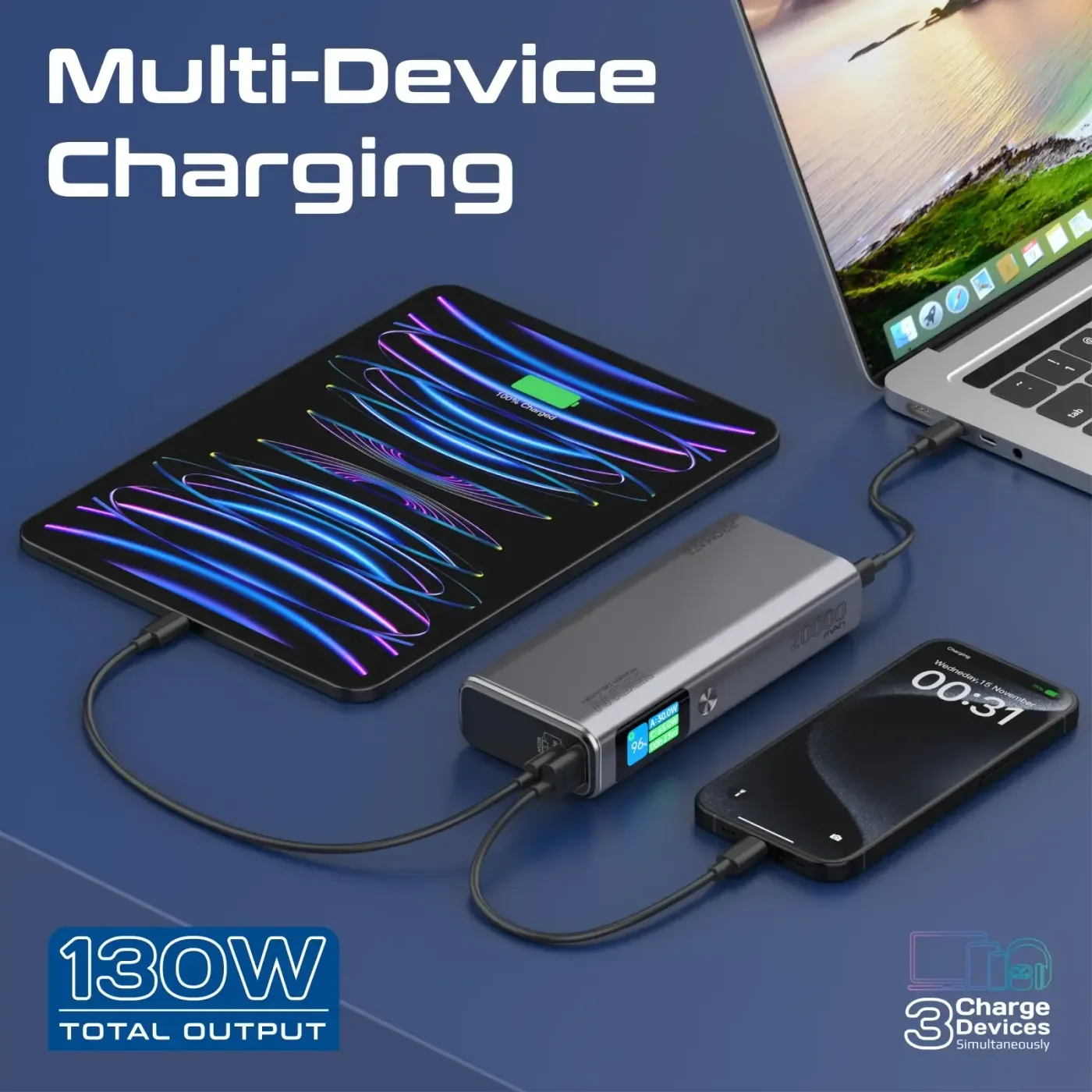Slim Promate Titan-130 power bank next to everyday carry items