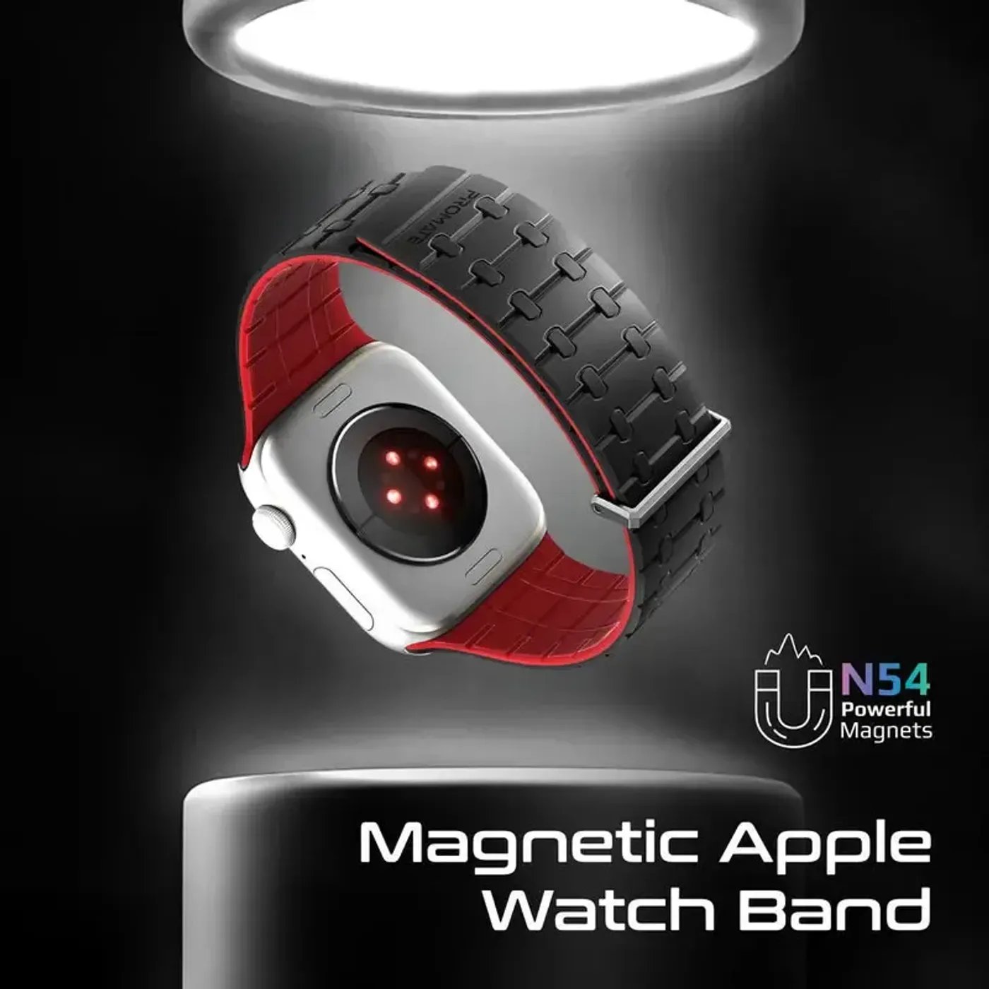 Promate Track magnetic silicone Apple Watch strap in black