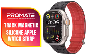 promate-ob-track-magnetic-silicone-watch-strap-black - Image 1