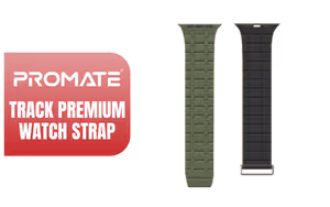 Promate Track Premium Magnetic Silicone Watch Strap Midnight Green - Image 1