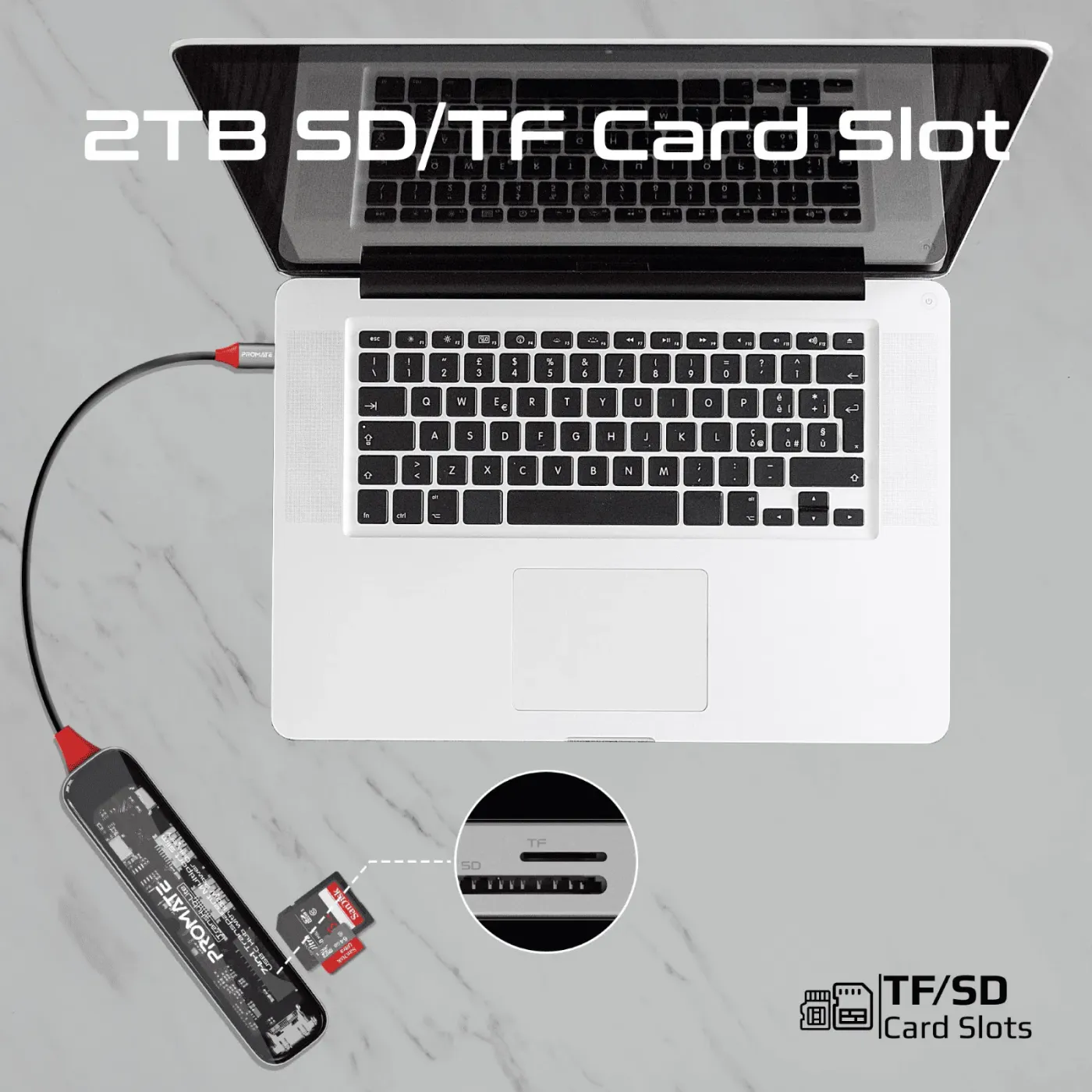 Compact TransHub Lite docking station showing its card slot
