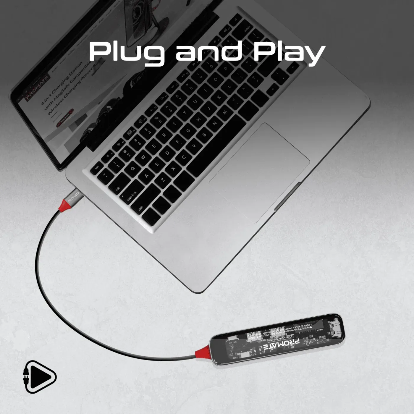 Promate TransHub Lite docking station in use with a connected device