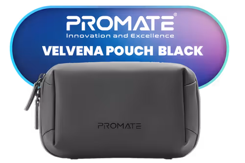 Promate Velvena Pouch Bag Black - Image 1
