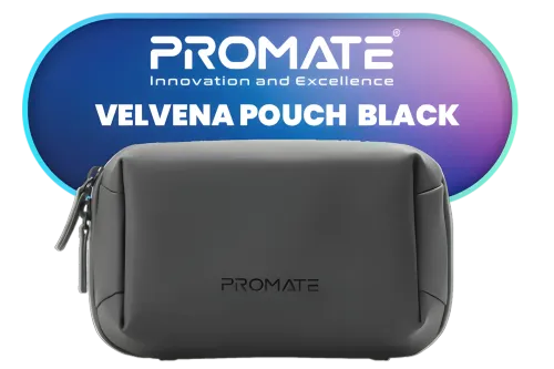 Promate Velvena Pouch Bag Black - Image 1