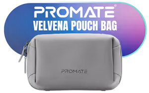 Promate Velvena Pouch Bag Grey - Image 1